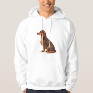 Veste À Capuche Illustration de dos de teckel vintage à longs poil