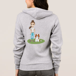 Veste À Capuche Illustration de fille de dessin animé et de chien 