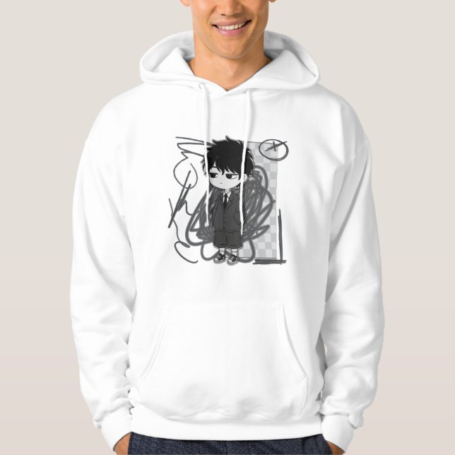 Veste À Capuche Illustration de garçon chibi en costume liée à l'é (Devant)