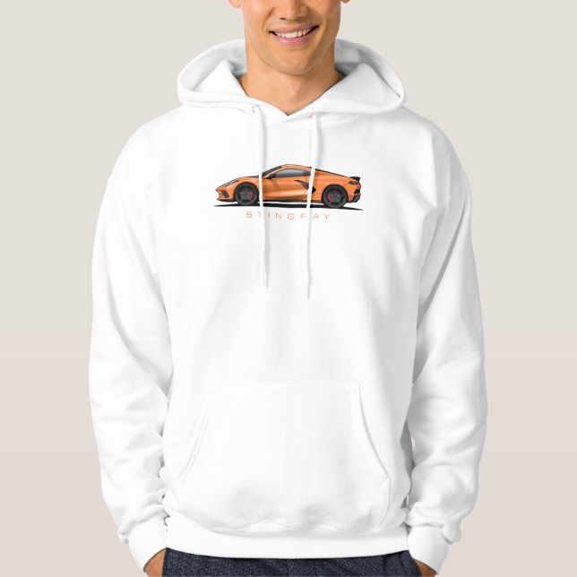 Veste À Capuche Illustration de la Chevy Corvette C8 noire (Devant)