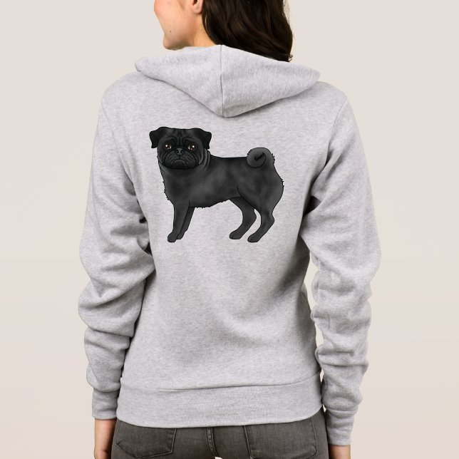 Veste À Capuche Illustration de la race de chien Carlin Mops coule (Dos)