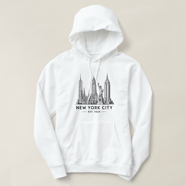 Veste À Capuche Illustration de la skyline de NYC avec la Statue d (Design devant)