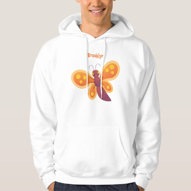 Veste À Capuche Illustration de papillon orange joyeux et mignon e (Devant)