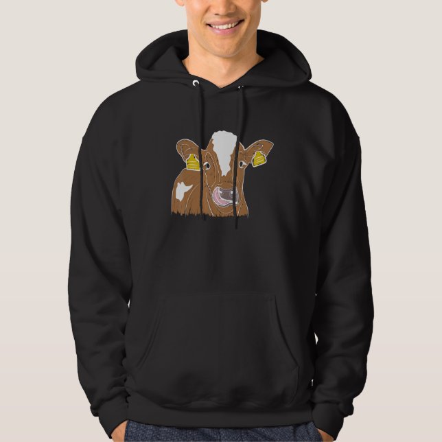 Veste À Capuche Illustration de vache vibrante (Devant)