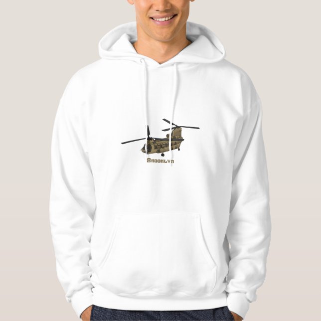 Veste À Capuche illustration d'hélicoptère militaire Chinook (Devant)