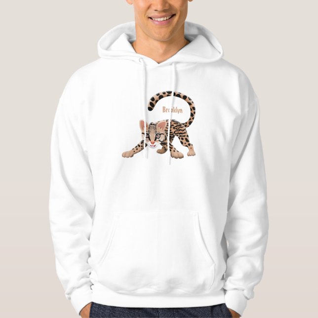 Veste À Capuche Illustration d'ocelot mignon (Devant)