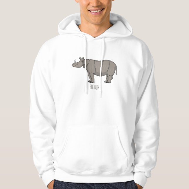 Veste À Capuche Illustration du rhinocéros de Javan (Devant)