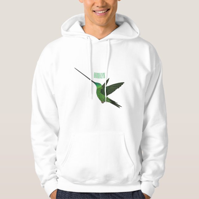 Veste À Capuche Illustration d'un colibri à bec épée (Devant)