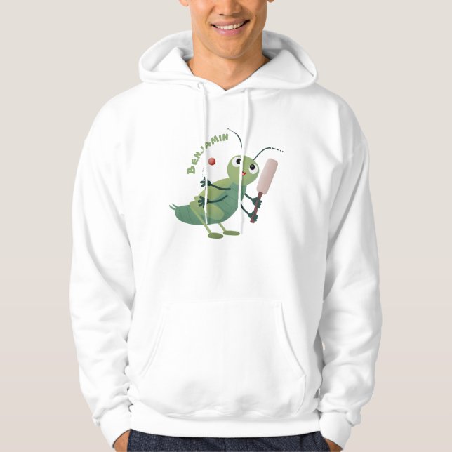 Veste À Capuche Illustration d'un insecte du cricket vert mou (Devant)