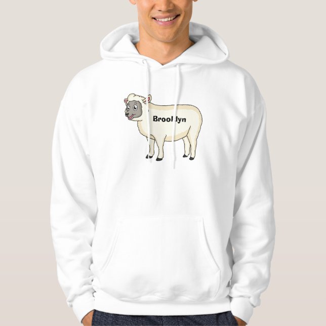 Veste À Capuche Illustration d'un mouton joyeux (Devant)