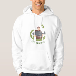 Veste À Capuche Illustration d'un pêcheur vert moderne Nom de la p