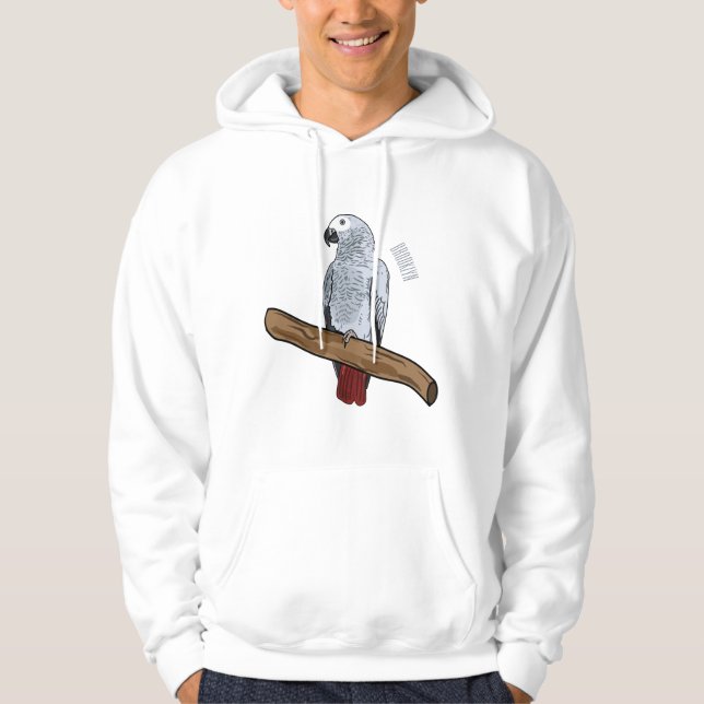 Veste À Capuche Illustration d'un perroquet gris en Afrique (Devant)
