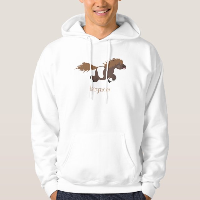 Veste À Capuche Illustration d'un poney de Shetland mignon (Devant)
