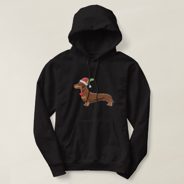 Veste À Capuche Illustration Festive Dachshund (Design devant)