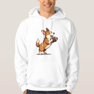 Veste À Capuche Illustration Rétro de Chien de Football Corgi Spor