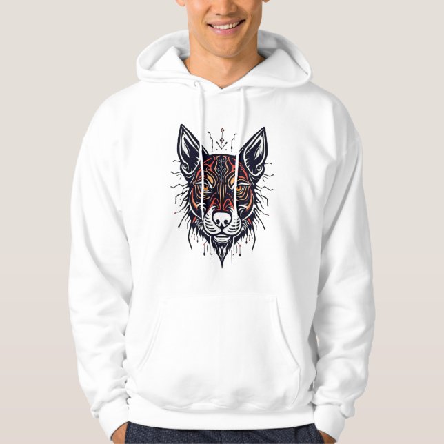Veste À Capuche Illustration stylisée d'une tête de loup (Devant)