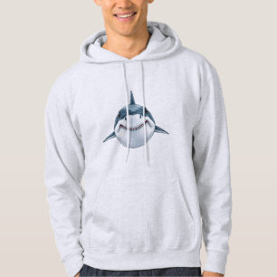 Veste À Capuche Illustration Turquoise de caricature de requin