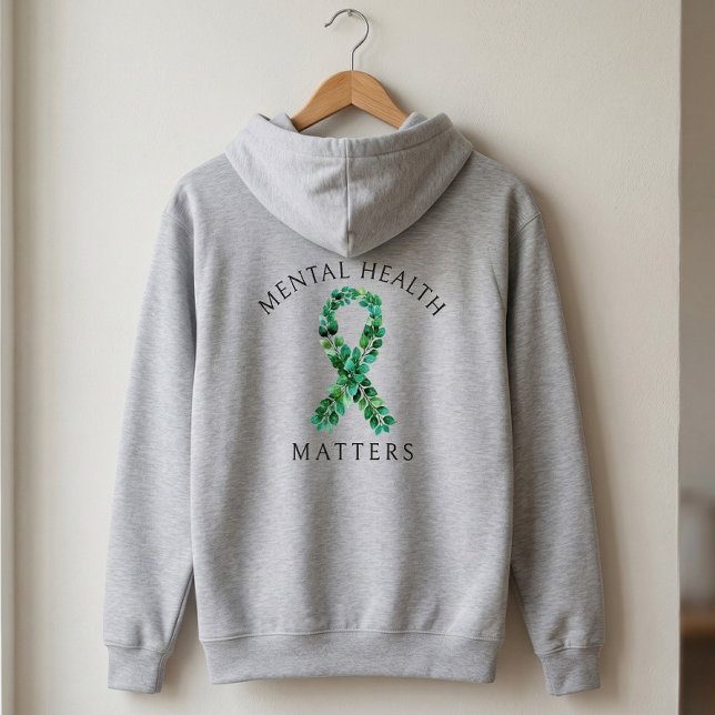 Veste À Capuche Impression Botanique au Dos "La Santé Mentale Pers (Créateur téléchargé)