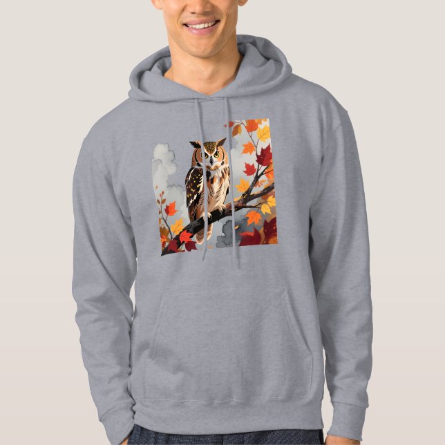 Veste À Capuche Impression d'art de faune de hibou majestueux (Devant)