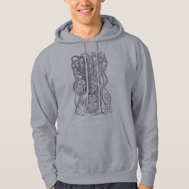 Veste À Capuche Impression du bloc de dessin d'art de ligne d'octo (Devant)