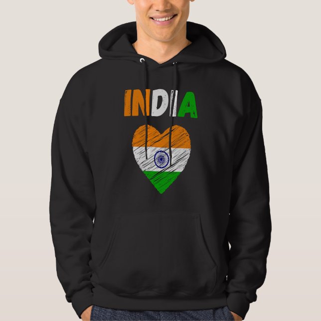 Veste À Capuche India Flag Holiday India Heart Indian Flag (Devant)