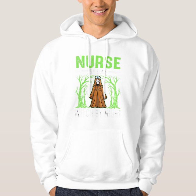 Veste À Capuche Infirmière le jour, sorcière la nuit, design Hallo (Devant)