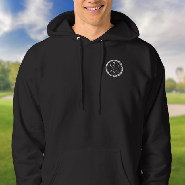 Veste À Capuche Initiales monogramme classiques clubs de golf croi (Monogram Initials Classic Crossed Golf Clubs Hoodie)