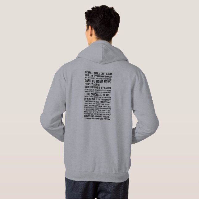 Veste À Capuche Introvert Quote Collage Tee – Socially Selective (Dos entier)