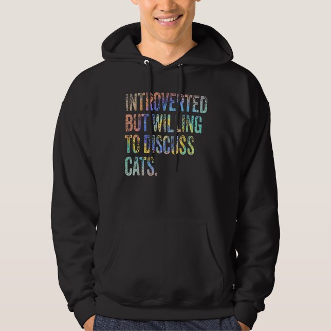 Veste À Capuche Introverted Mais Prêt À Discuter De Chats Introver (Devant)