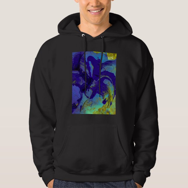 Veste À Capuche Iris Bleu Abstrait (Devant)