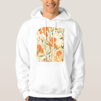 Veste À Capuche Iris orange : motif floral transparent