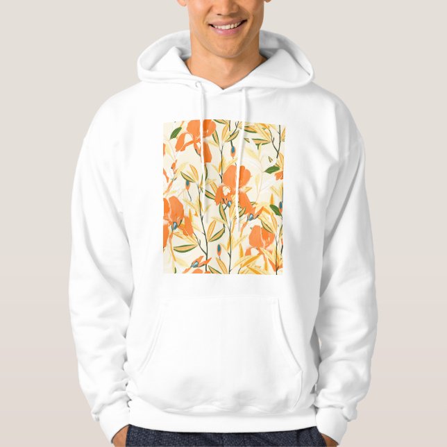 Veste À Capuche Iris orange : motif floral transparent (Devant)