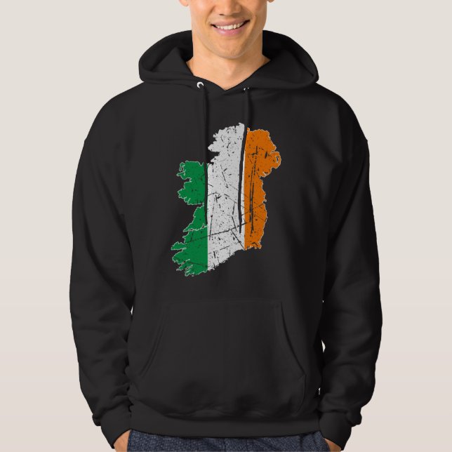 Veste À Capuche Irish Flag Map Souvenir Distressed Ireland Adults  (Devant)