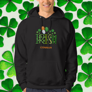 Veste À Capuche Irlandais Colours Clover Facultatif Nom St Patrick