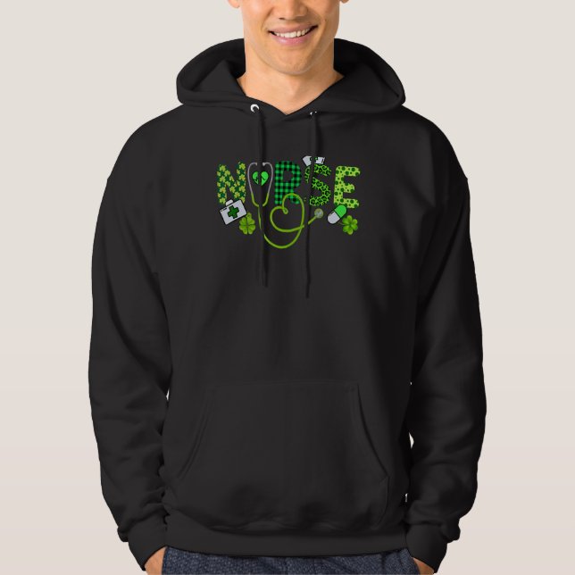 Veste À Capuche Irlandais Infirmière Stethoscope Scrub St Patrick' (Devant)