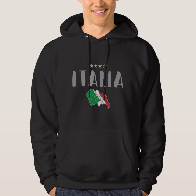 Veste À Capuche Italie Football Fan Shirt Drapeau (Devant)