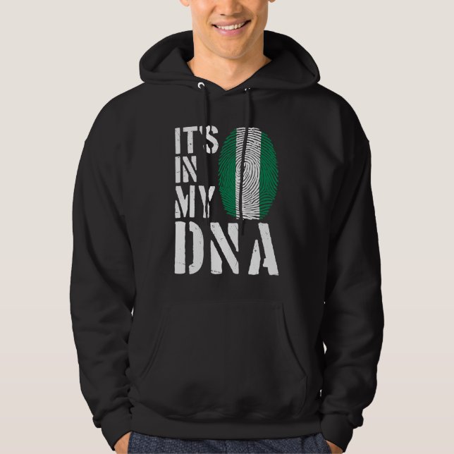 Veste À Capuche It's In My DNA Nigerian Flag Fingerprint BHM Afro  (Devant)