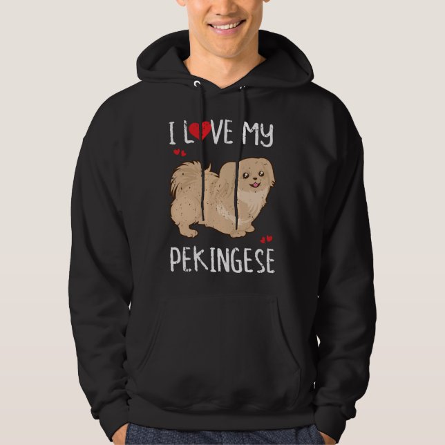 Veste À Capuche J'adore ma race de chien pékinois (Devant)