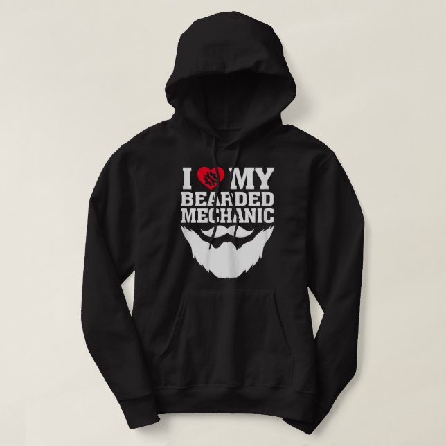 Veste À Capuche J'adore mon mécanicien barbu (Design devant)