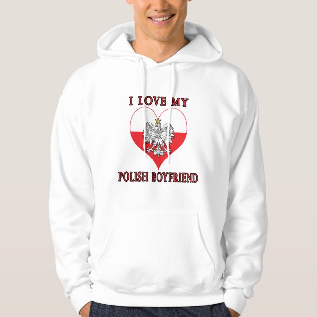 Veste À Capuche J'adore mon petit ami polonais (Devant)