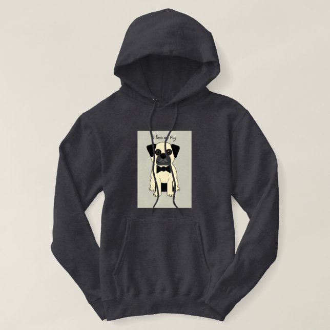 Veste À Capuche J'adore mon Pug (Design devant)