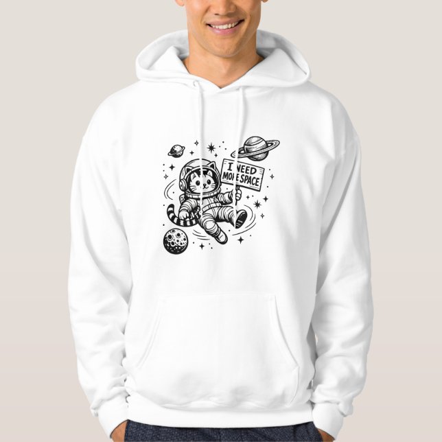 Veste À Capuche J'ai Besoin De Plus D'espace Drôle Chat Astronaute (Devant)