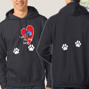 Veste À Capuche J'ai mon chien ici ! Photo personnalisée - foncé