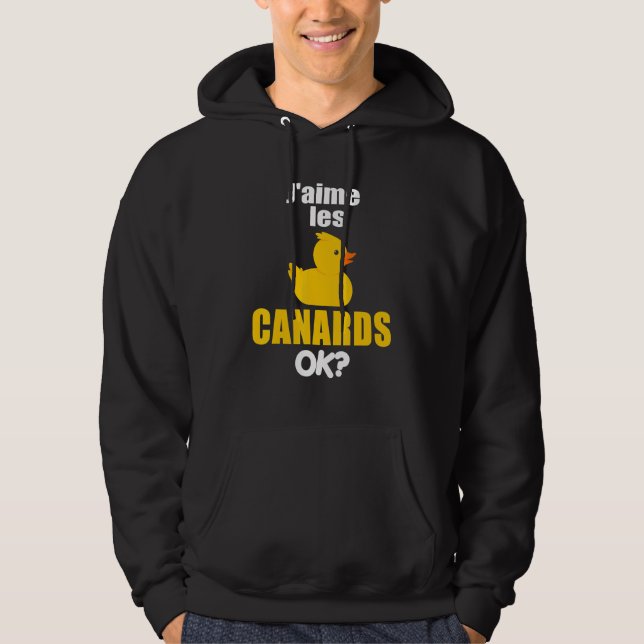 Veste À Capuche J'aime Canards Canards Jaune Canard Caoutchouc (Devant)