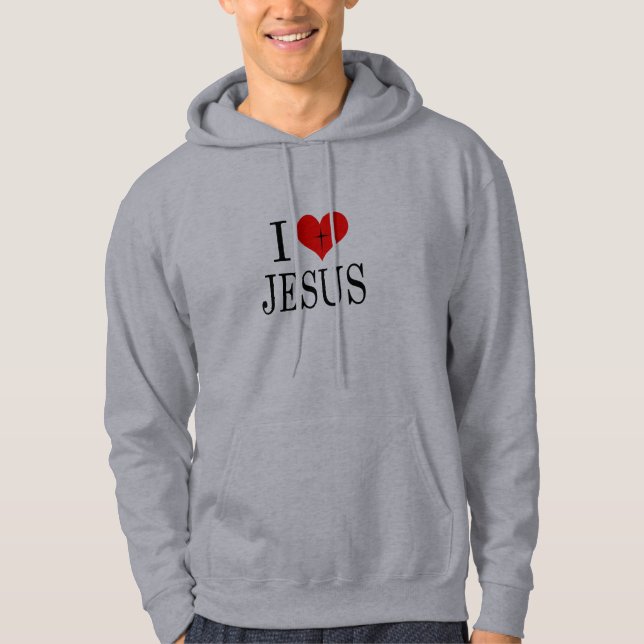 Veste À Capuche J'aime (coeur) Jésus (Devant)