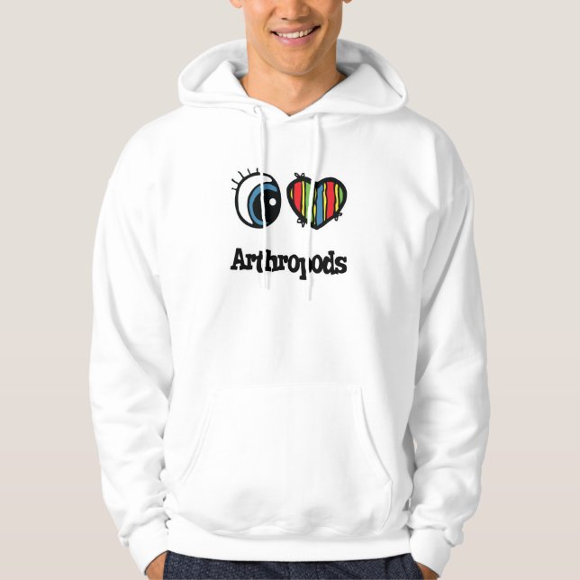 Veste À Capuche J'aime (cœur) les arthropodes (Devant)