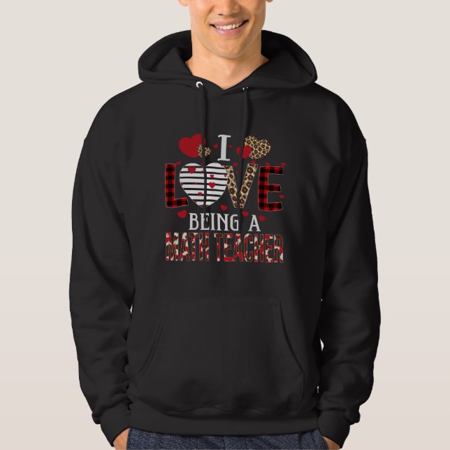 Veste À Capuche J'Aime Être Un Enseignant En Maths Rouge Coeurs Pl (Devant)