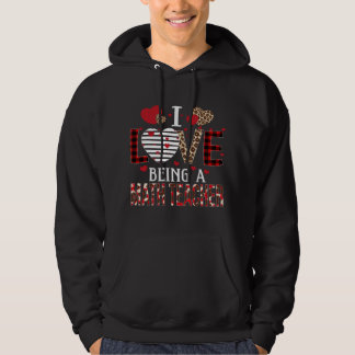 Veste À Capuche J'Aime Être Un Enseignant En Maths Rouge Coeurs Pl