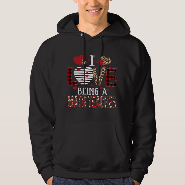 Veste À Capuche J'Aime Être Un Enseignant En Maths Rouge Coeurs Pl (Devant)