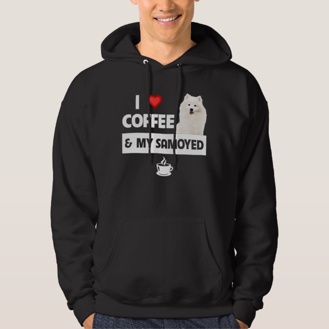 Veste À Capuche J'aime le café et mes pattes d'élevage Samoyed Mam (Devant)